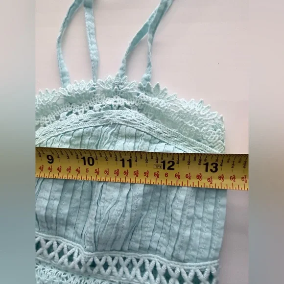 Free People Tallulah Bralette in Aqua-esque Blue smocked S - Picture 7 of 7